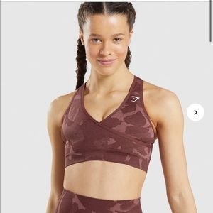 Gymshark Adapt Camo Seamless Sports Bra - Savanna | Cherry Brown | Size Large
